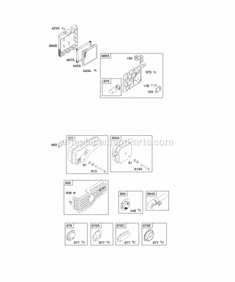 Air Cleaner Exhaust System Diagram and Parts List for 127702-0653-01  Briggs and Stratton Engine